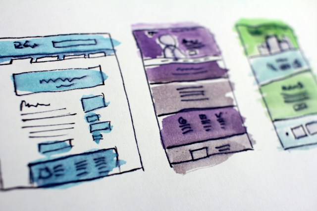 Croquis de wireframe d'un site web